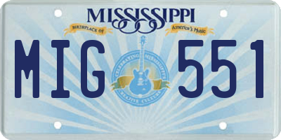 MS license plate MIG551