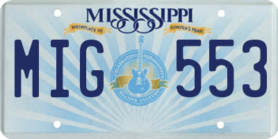 MS license plate MIG553