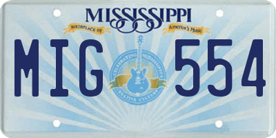MS license plate MIG554