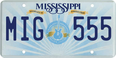 MS license plate MIG555