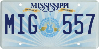 MS license plate MIG557