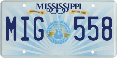 MS license plate MIG558