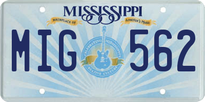 MS license plate MIG562