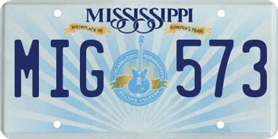 MS license plate MIG573