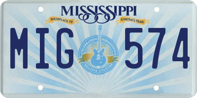 MS license plate MIG574