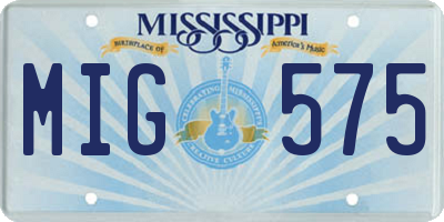 MS license plate MIG575