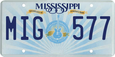 MS license plate MIG577