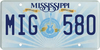 MS license plate MIG580