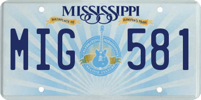 MS license plate MIG581