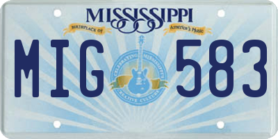 MS license plate MIG583