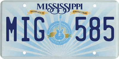 MS license plate MIG585
