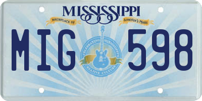 MS license plate MIG598