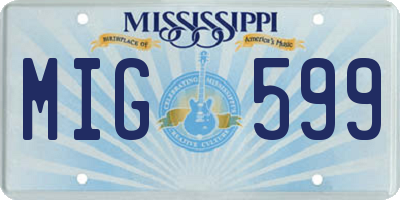 MS license plate MIG599