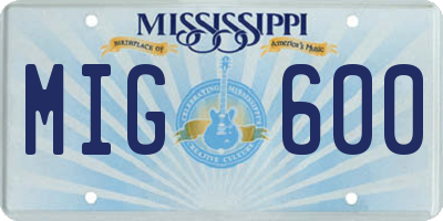 MS license plate MIG600