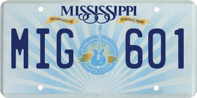 MS license plate MIG601