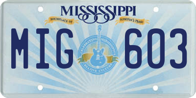 MS license plate MIG603