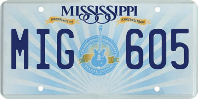 MS license plate MIG605