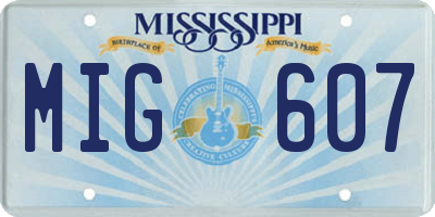 MS license plate MIG607