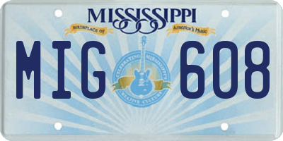 MS license plate MIG608