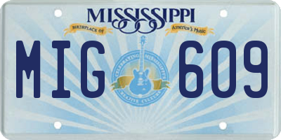 MS license plate MIG609