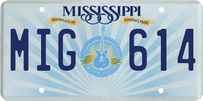 MS license plate MIG614