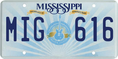 MS license plate MIG616