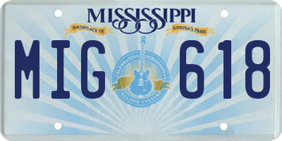 MS license plate MIG618