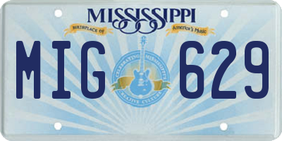 MS license plate MIG629