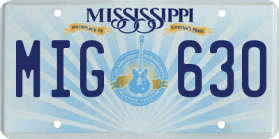 MS license plate MIG630