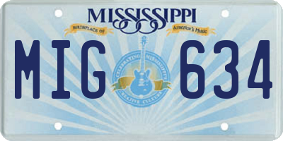 MS license plate MIG634