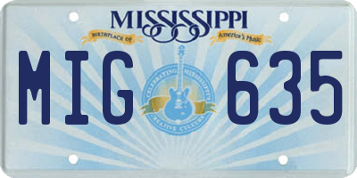 MS license plate MIG635