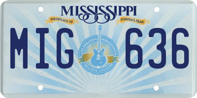 MS license plate MIG636