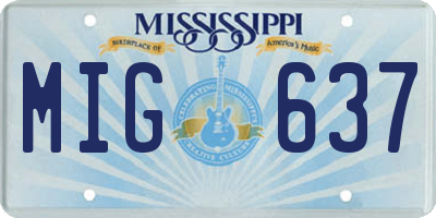 MS license plate MIG637