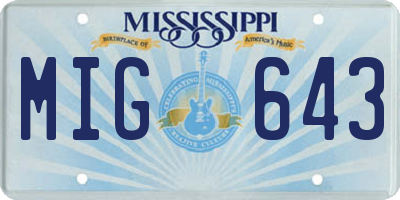 MS license plate MIG643