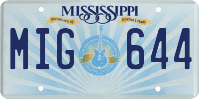 MS license plate MIG644