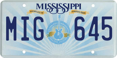 MS license plate MIG645