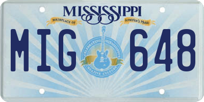 MS license plate MIG648