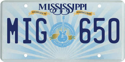 MS license plate MIG650