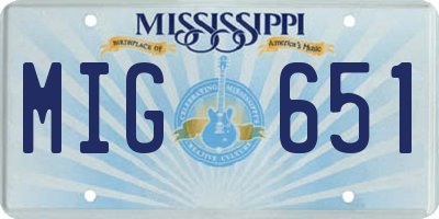 MS license plate MIG651