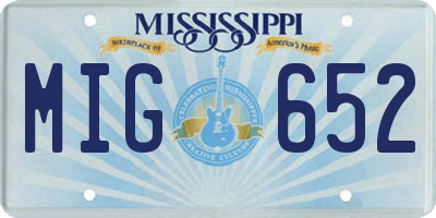 MS license plate MIG652