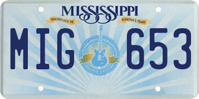 MS license plate MIG653