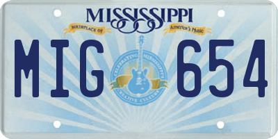 MS license plate MIG654