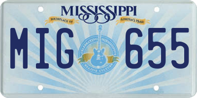 MS license plate MIG655