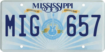 MS license plate MIG657