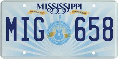MS license plate MIG658