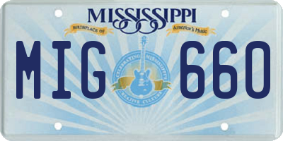 MS license plate MIG660