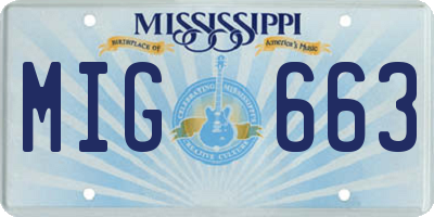 MS license plate MIG663