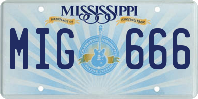 MS license plate MIG666