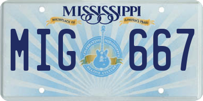 MS license plate MIG667