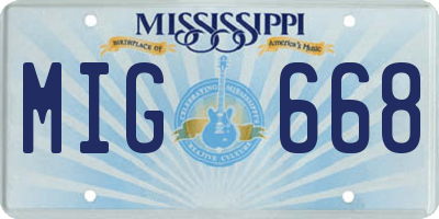 MS license plate MIG668